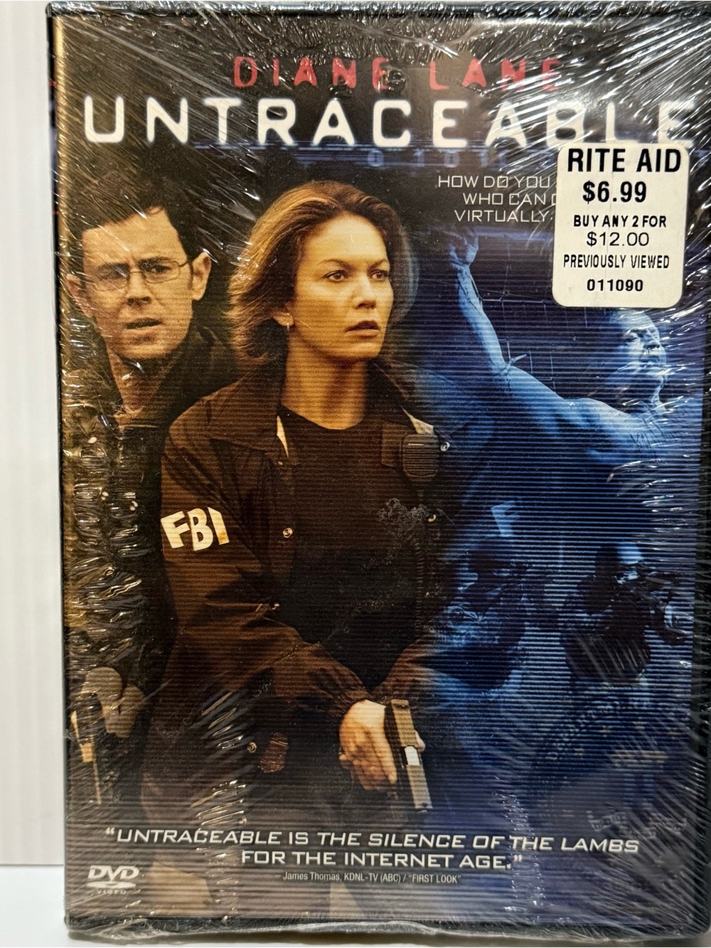 Untraceable DVD Movie - Diane Lane - Navy & Brown Cover